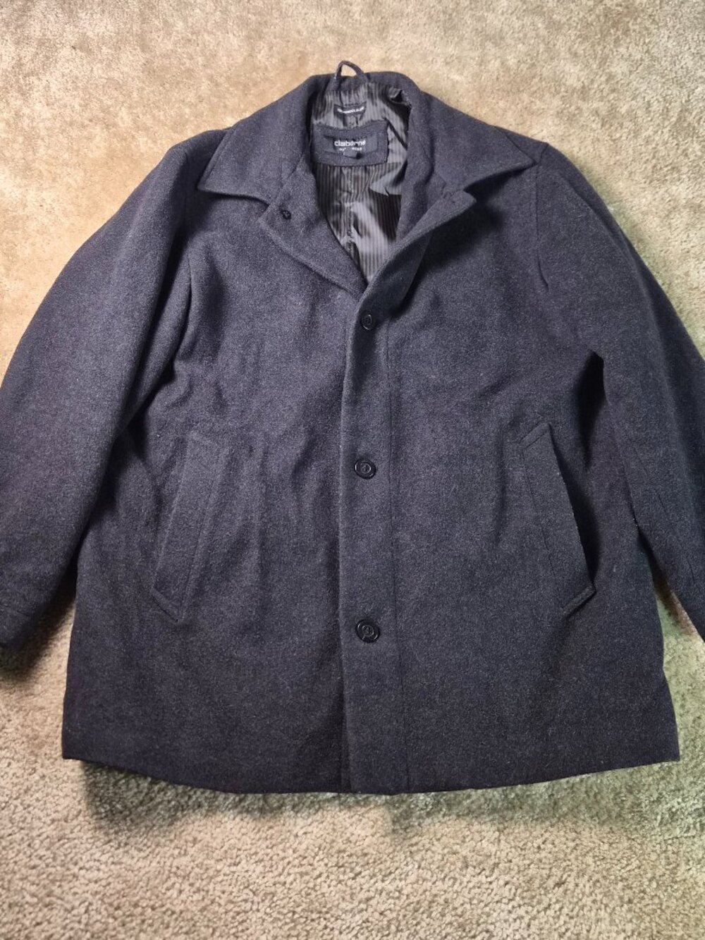Claiborne Outerwear Italian Wool Blend Jacket Gray Wool Nylon Mens Size XL